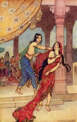 Die Prüfung der Königin Draupadi, Illustration aus 